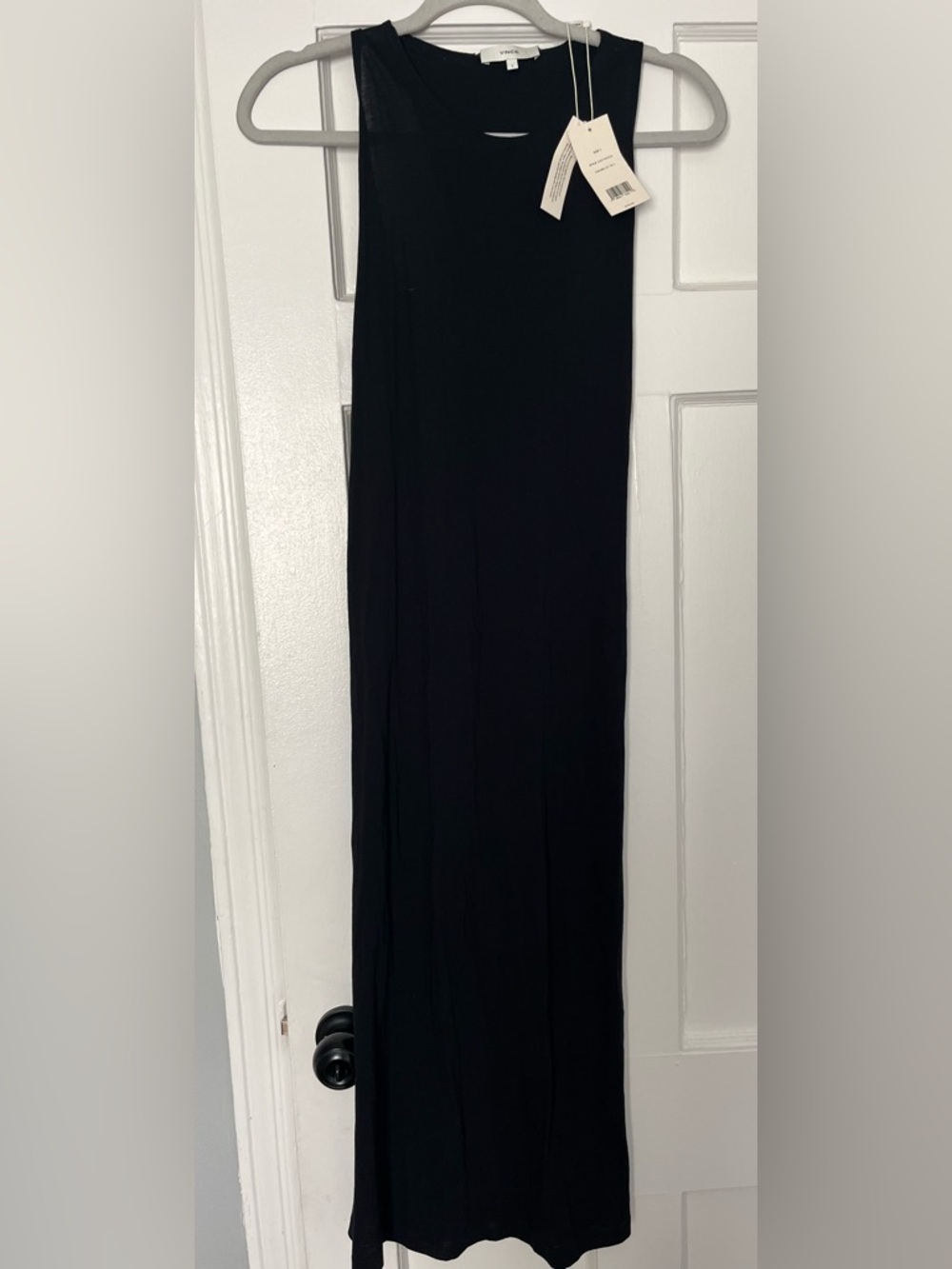 Vince black pima cotton racerback twist tank midi dress NWT SZ S - Picture 2 of 6